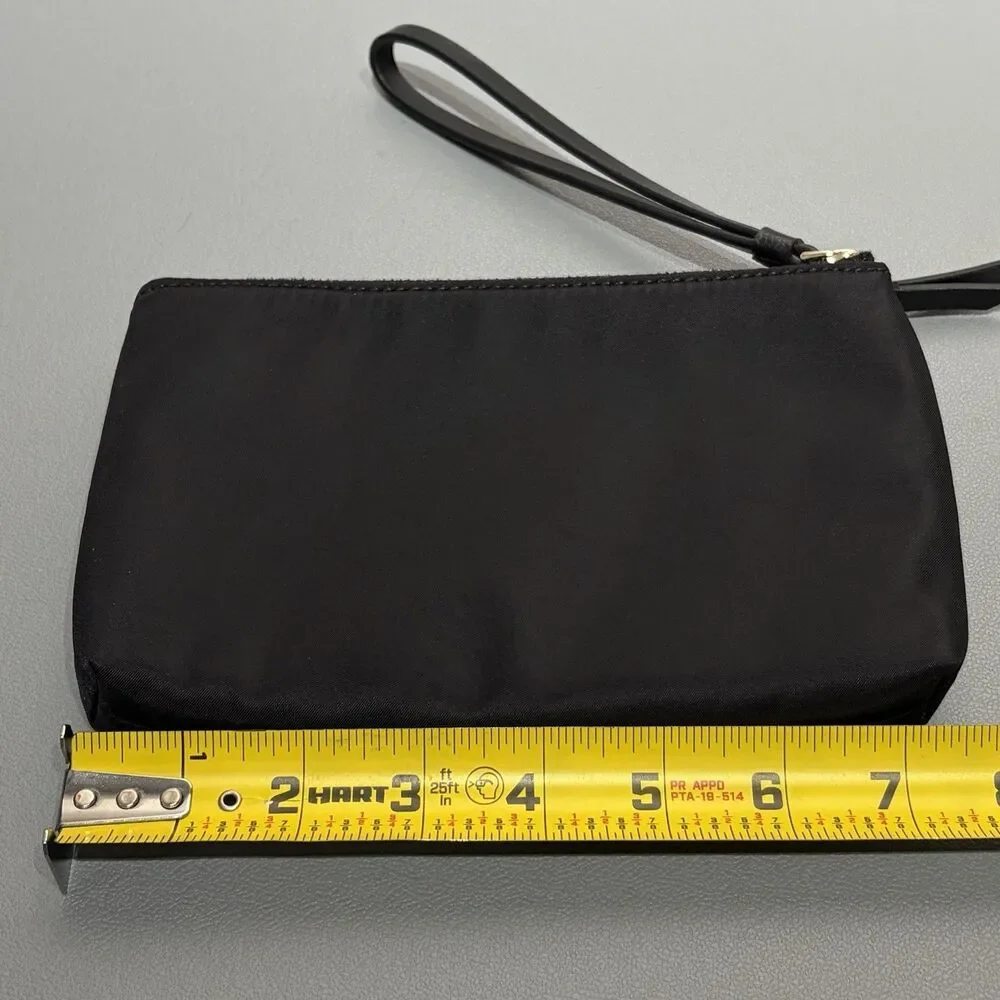 Kate Spade Dawn Medium Double Zip Wristlet Nylon Black Clutch Vegan Organizer